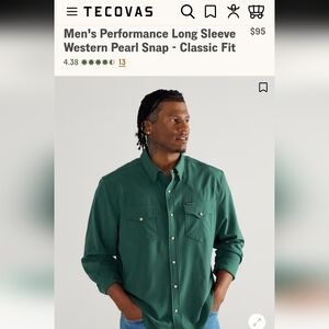Tecovas Performance Western Buttom Up Pearl Snap Shirt